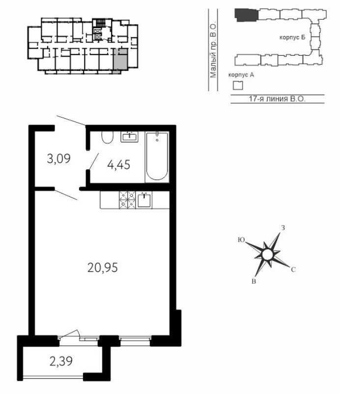 Студия 29,2 м²