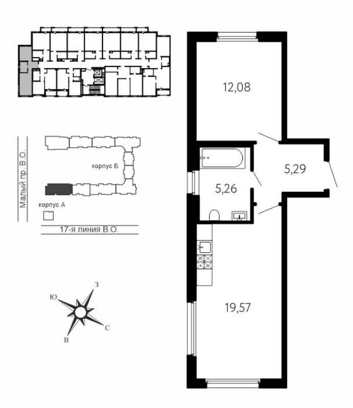 2 ккв (Евро) 42,2 м²