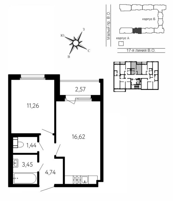 2 ккв (Евро) 38,8 м²