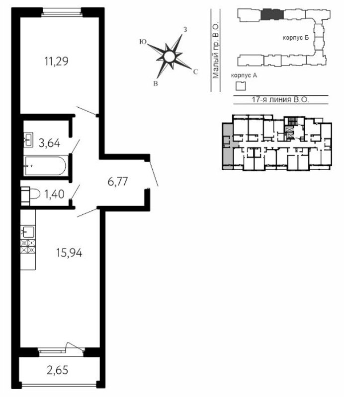 2 ккв (Евро) 40,4 м²
