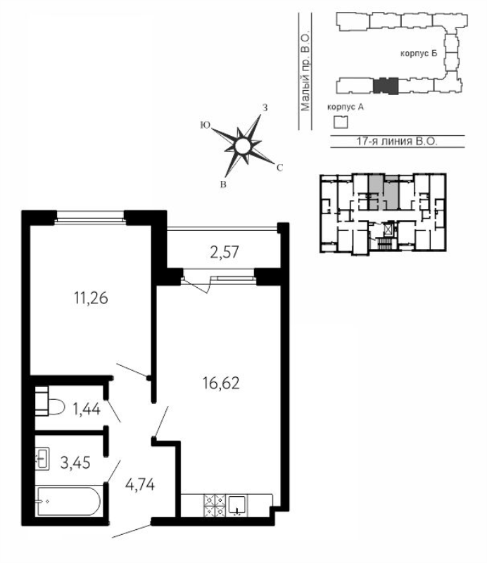 2 ккв (Евро) 38,8 м²