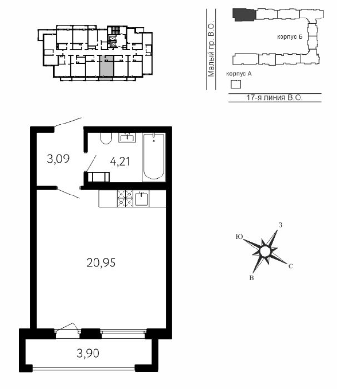 Студия 29,4 м²