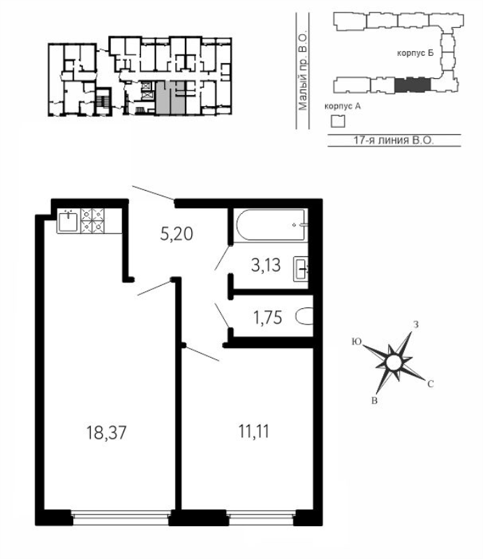 2 ккв (Евро) 39,6 м²