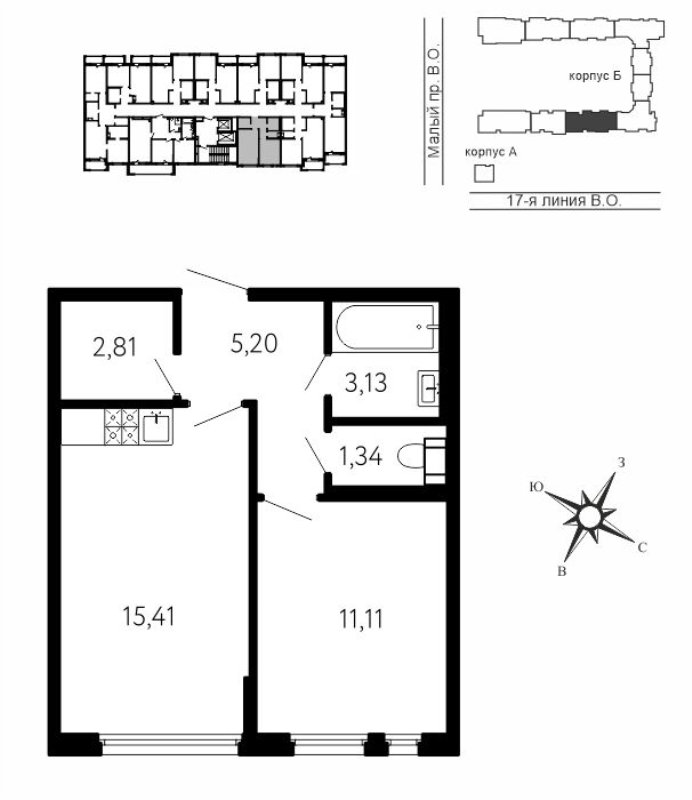2 ккв (Евро) 39 м²