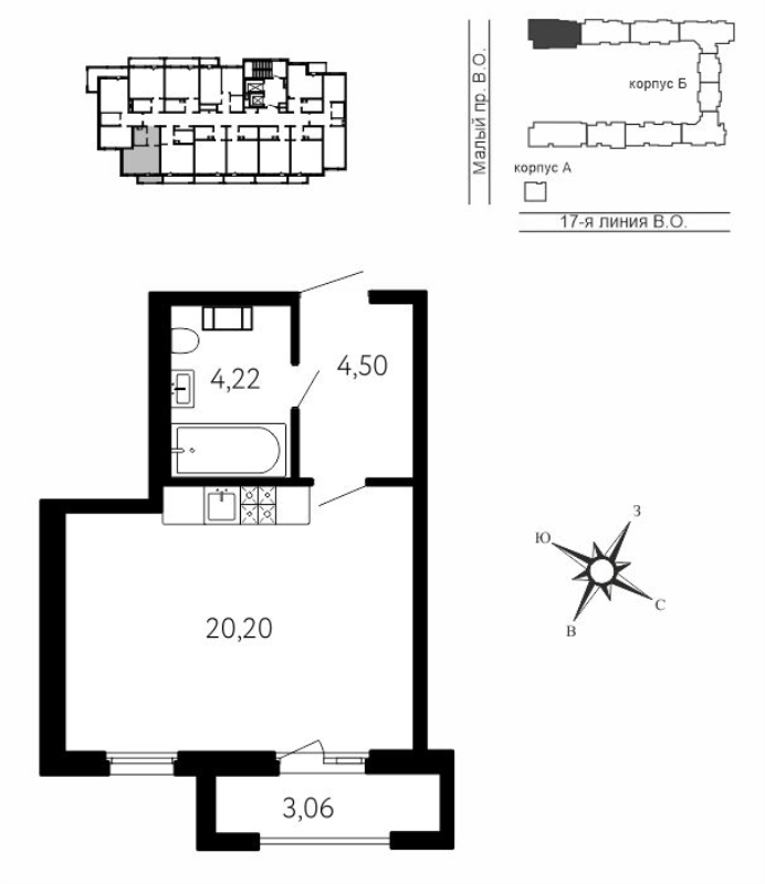Студия 29,8 м²