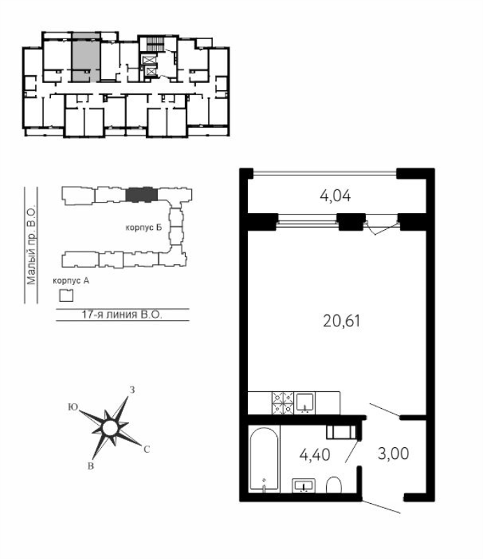 Студия 29,2 м²