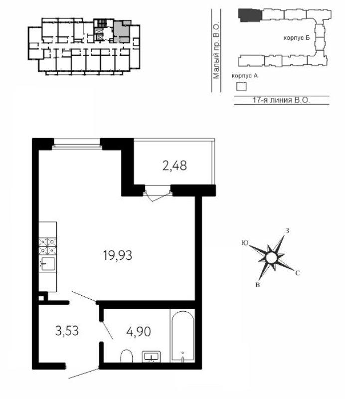 Студия 29,6 м²