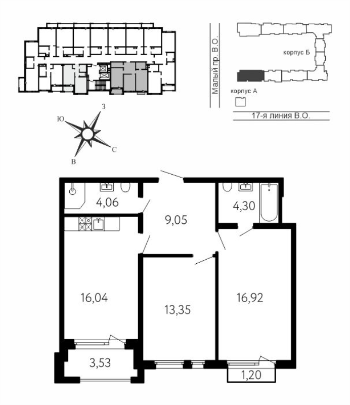 3 ккв (Евро) 65,9 м²