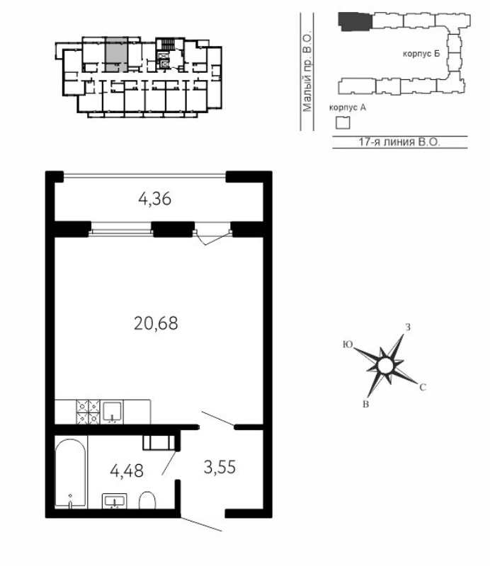 Студия 30 м²