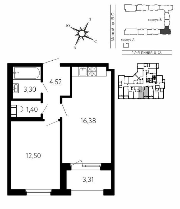 2 ккв (Евро) 39,8 м²