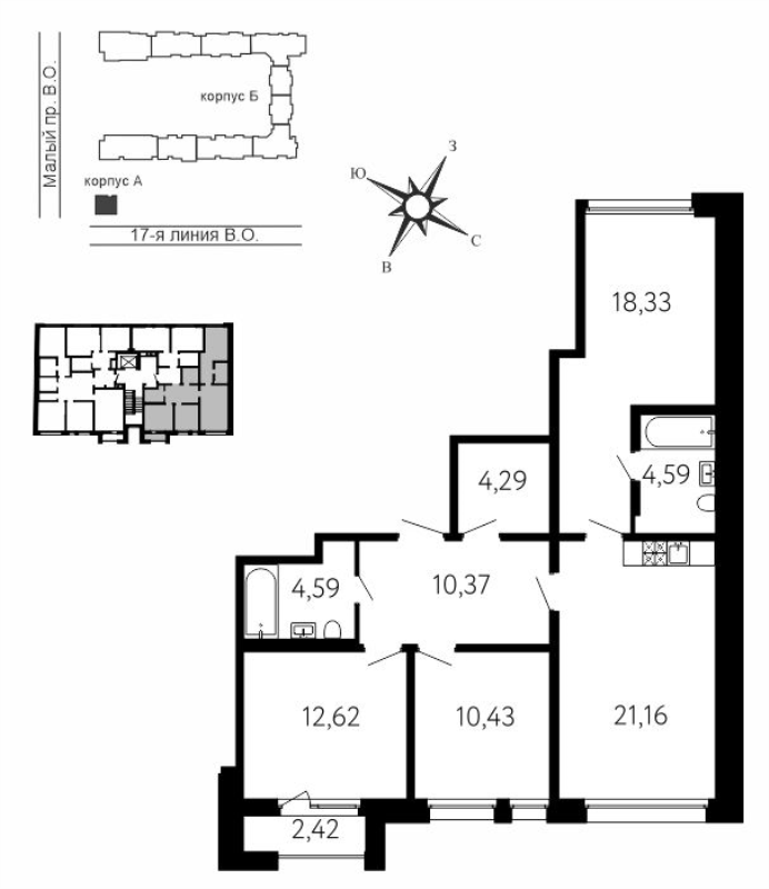 4 ккв (Евро) 87,1 м²
