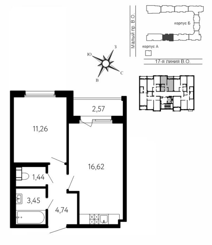 2 ккв (Евро) 38,8 м²