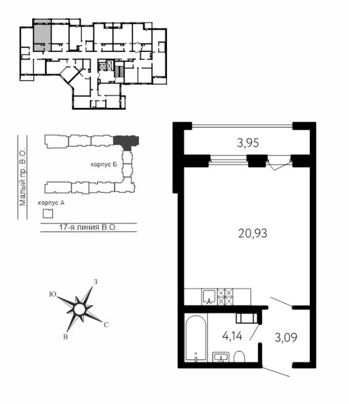 Студия 29,4 м²
