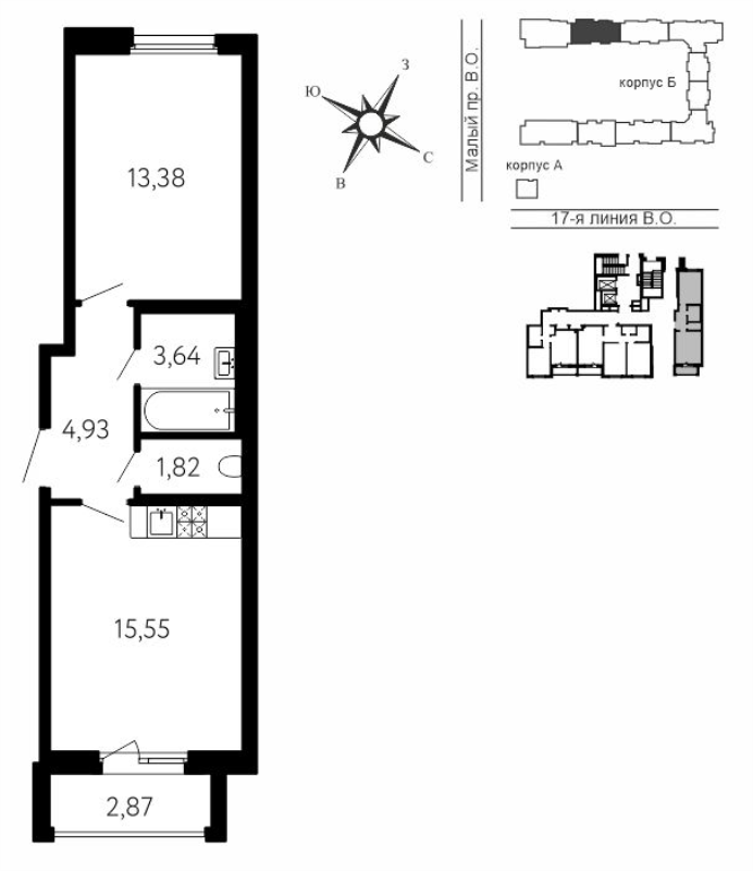 2 ккв (Евро) 40,2 м²