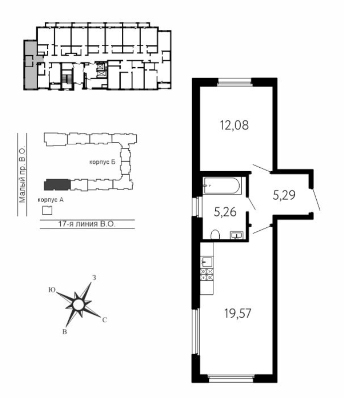 2 ккв (Евро) 42,2 м²