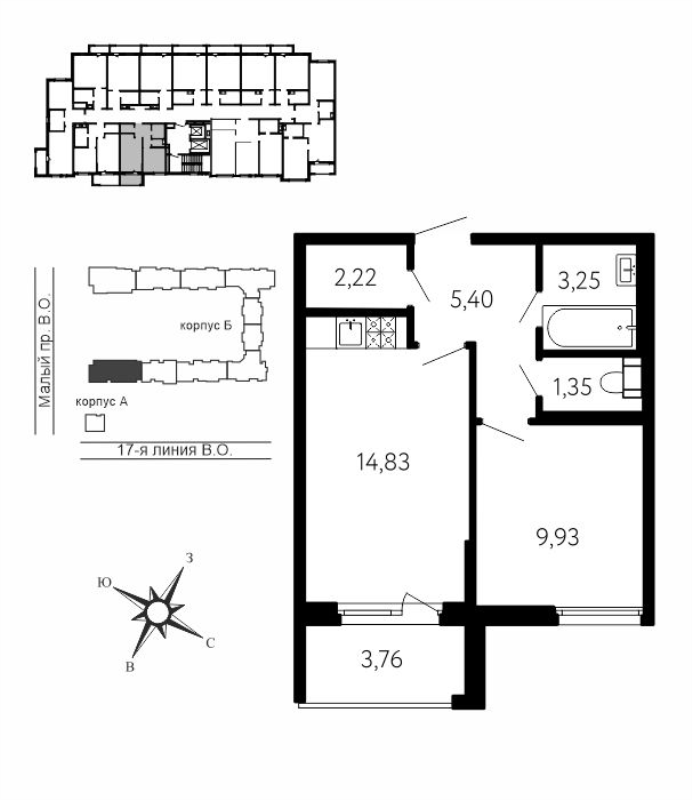 2 ккв (Евро) 38,1 м²
