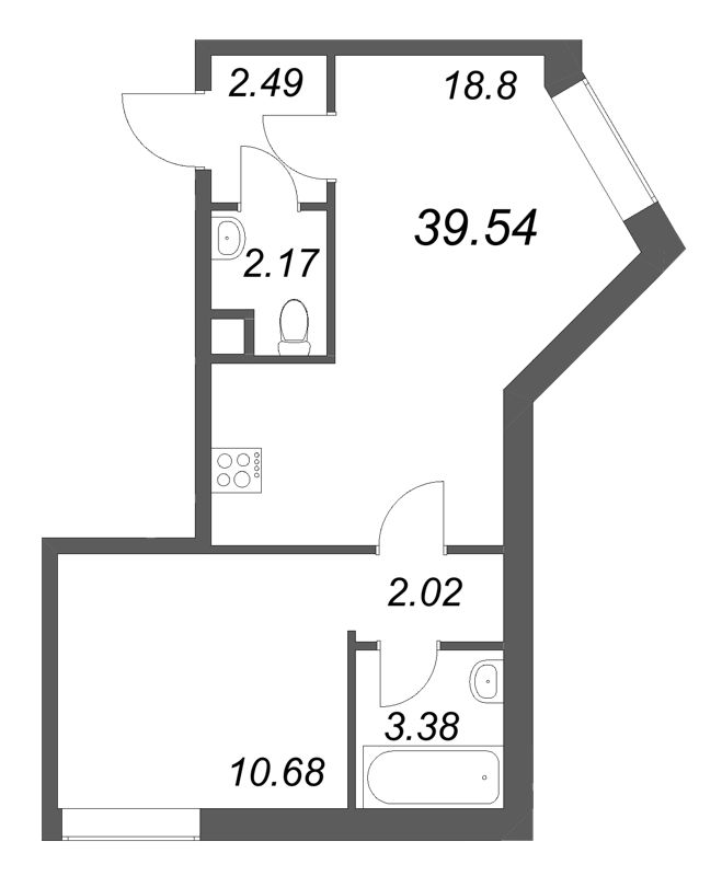 2 ккв (Евро) 39,5 м²