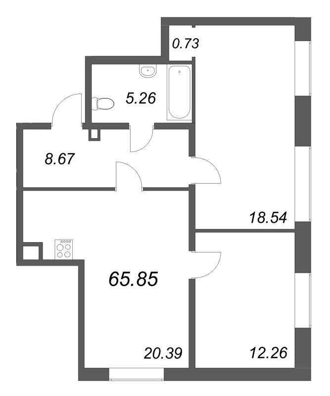 3 ккв (Евро) 65,9 м²