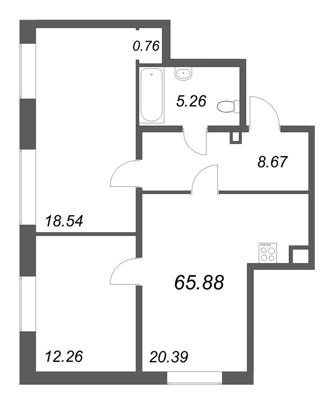 3 ккв (Евро) 65,9 м²