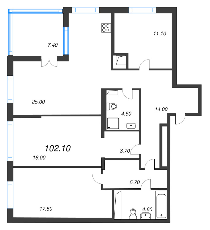 4 ккв (Евро) 102,1 м²