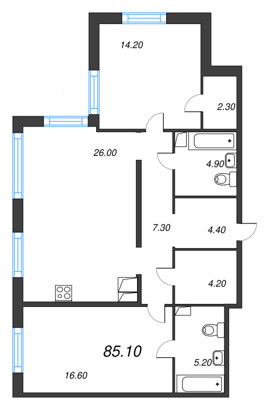 3 ккв (Евро) 85,1 м²