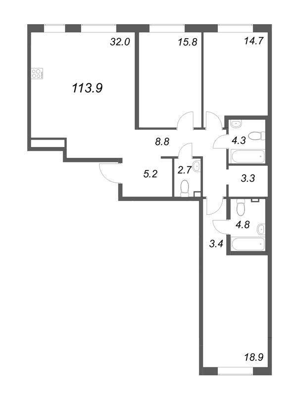 4 ккв (Евро) 114 м²