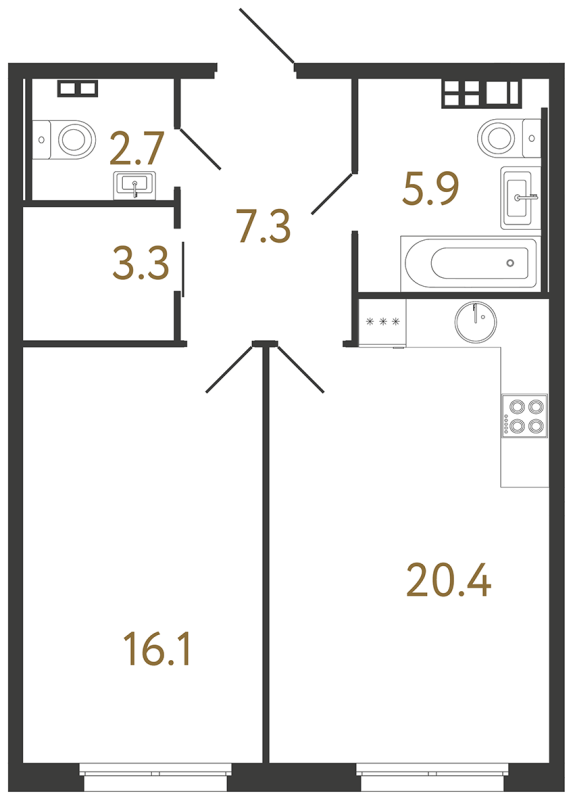 2 ккв (Евро) 55,7 м²