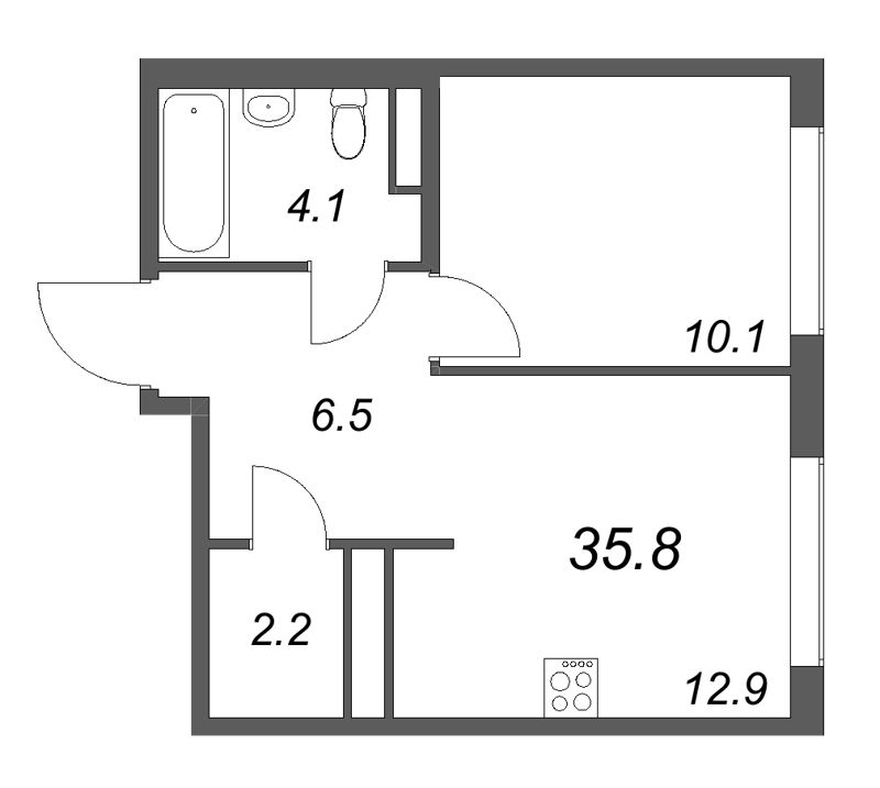 1 ккв 35,8 м²