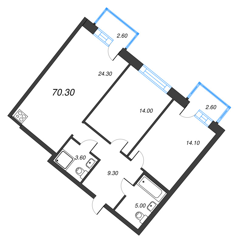 3 ккв (Евро) 70,3 м²