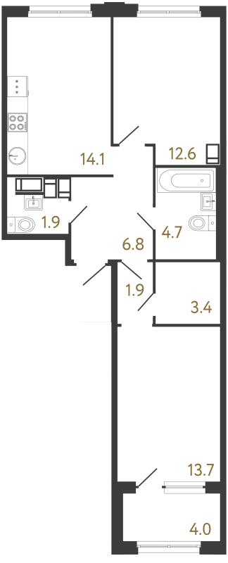 2 ккв 59,1 м²