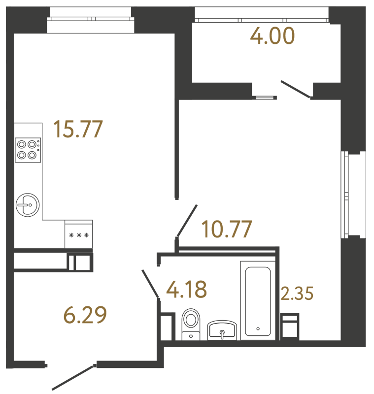 2 ккв (Евро) 39,4 м²