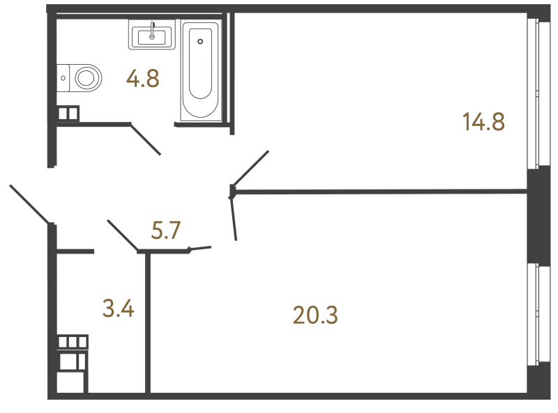 2 ккв (Евро) 49 м²