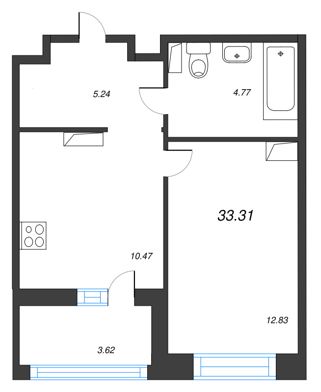 1 ккв 33,3 м²