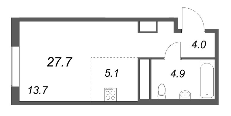 Студия 27,7 м²
