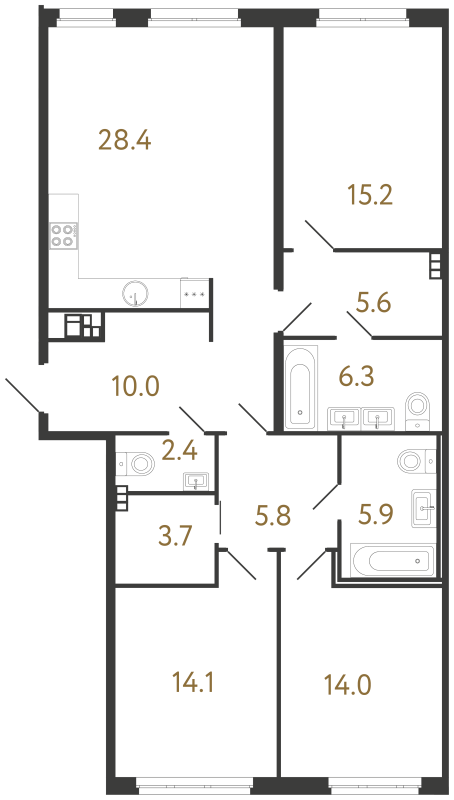 4 ккв (Евро) 111,4 м²