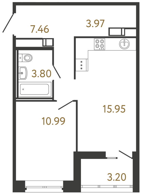 2 ккв (Евро) 42,2 м²
