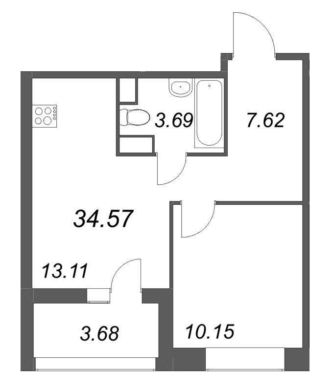 1 ккв 34,6 м²