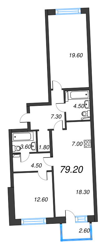 3 ккв (Евро) 79,2 м²