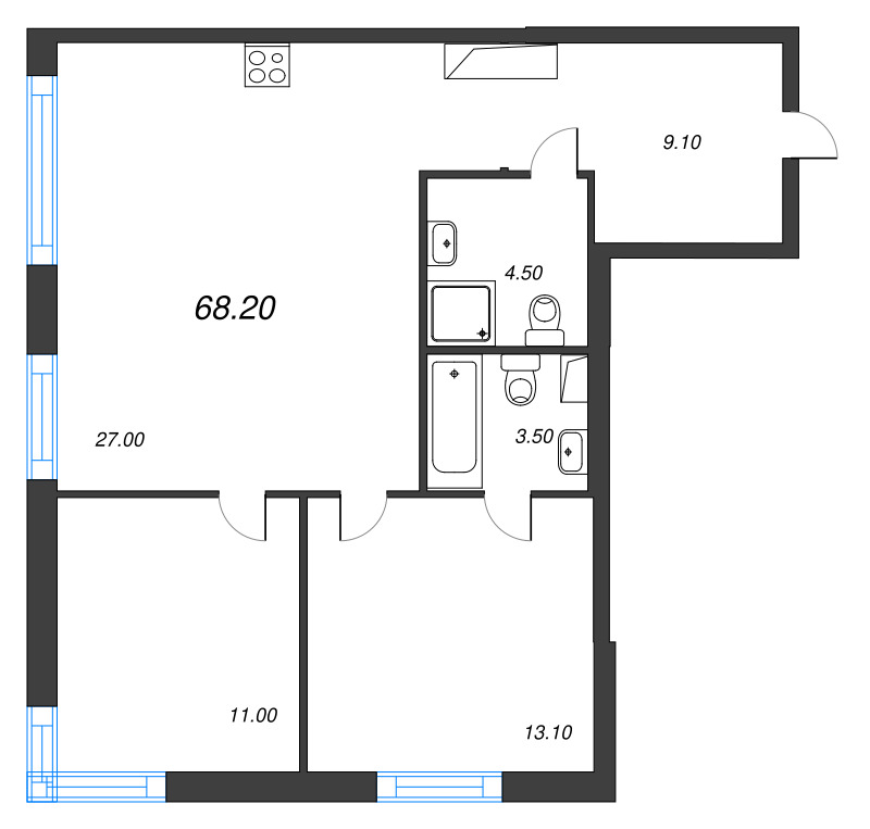 3 ккв (Евро) 68,2 м²