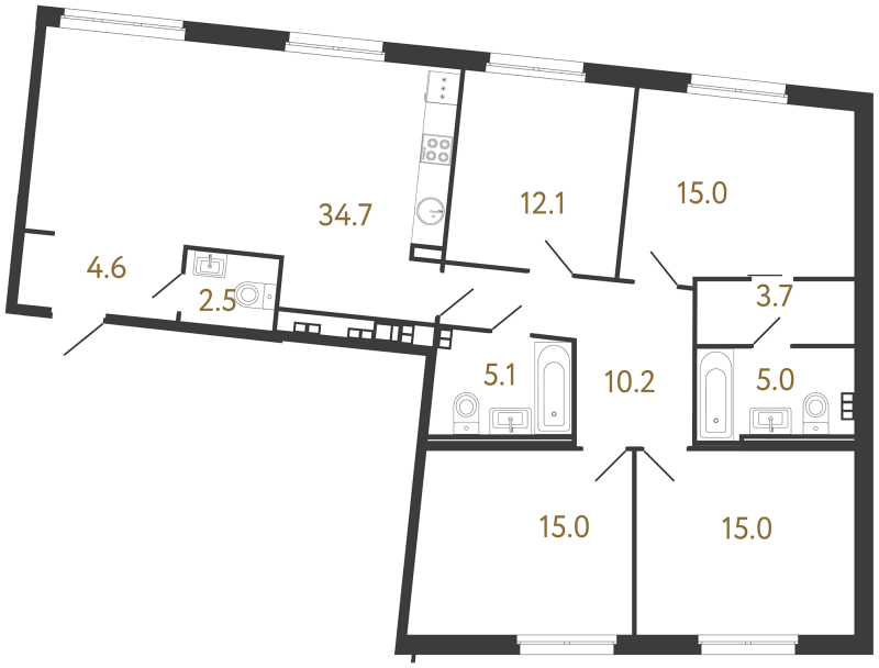 5 ккв (Евро) 122,9 м²