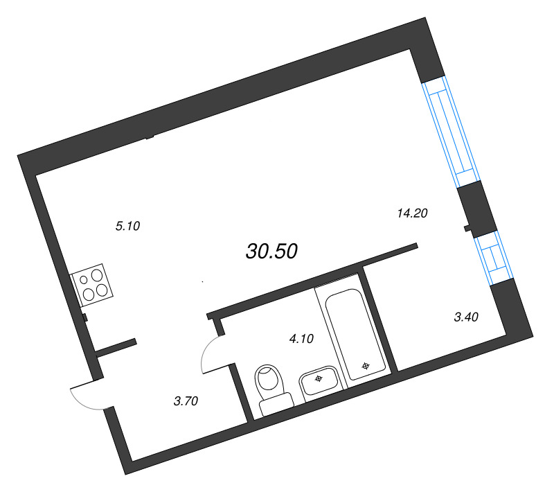 Студия 30,5 м²