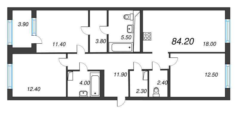 4 ккв (Евро) 84,2 м²