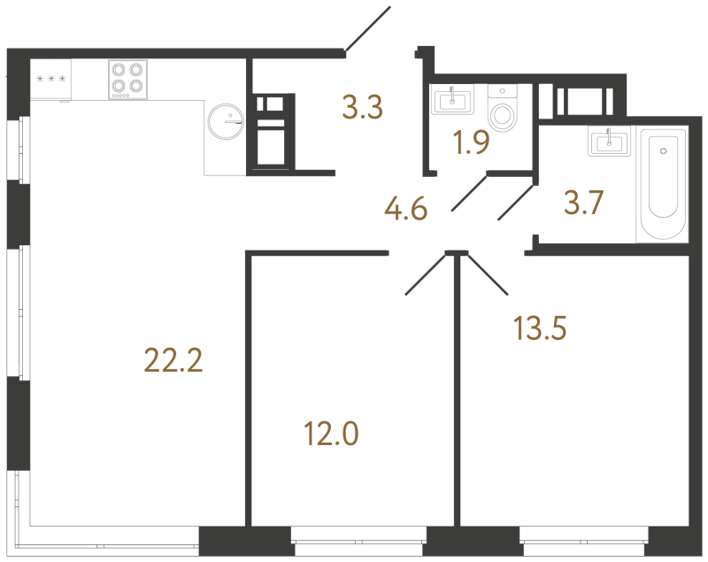 3 ккв (Евро) 61,2 м²