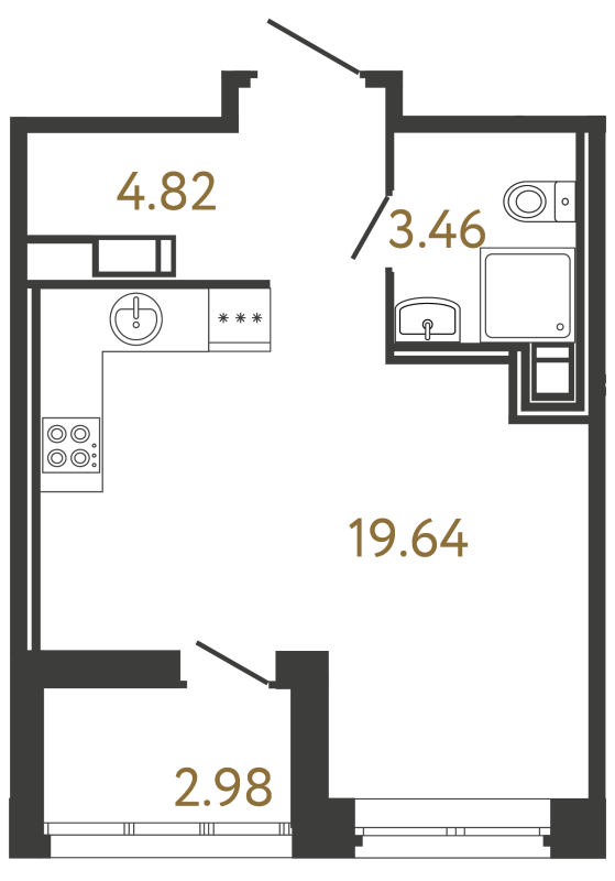 Студия 27,9 м²