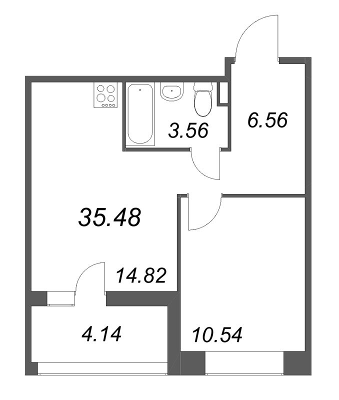 1 ккв 35,5 м²