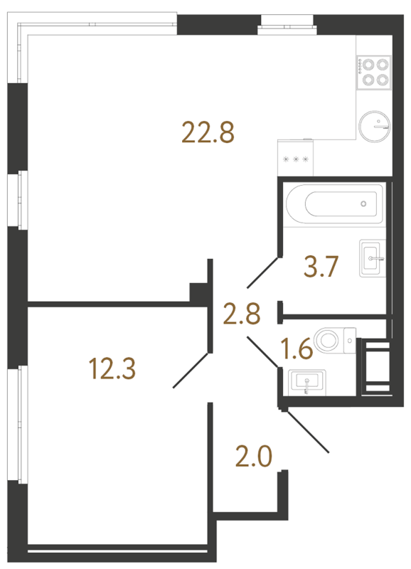 2 ккв (Евро) 45,1 м²