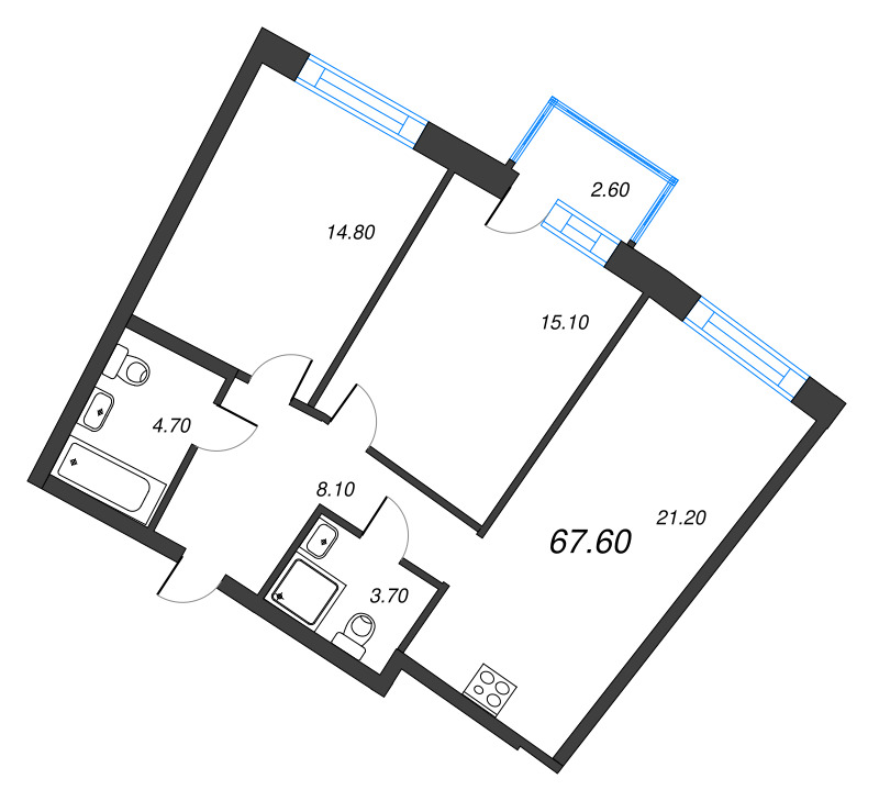 3 ккв (Евро) 67,6 м²
