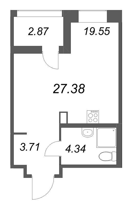 Студия 27,4 м²