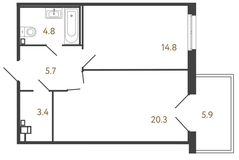 2 ккв (Евро) 49 м²