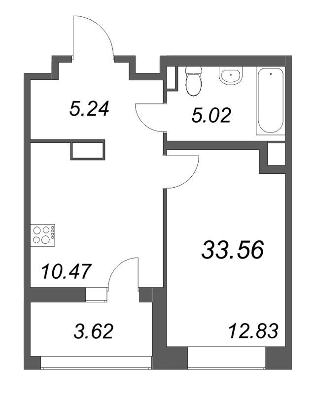 1 ккв 33,6 м²